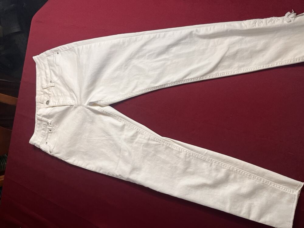 Lascana Ivory Jeans Women’s Size 6 with Laces On Ankles Straight Leg